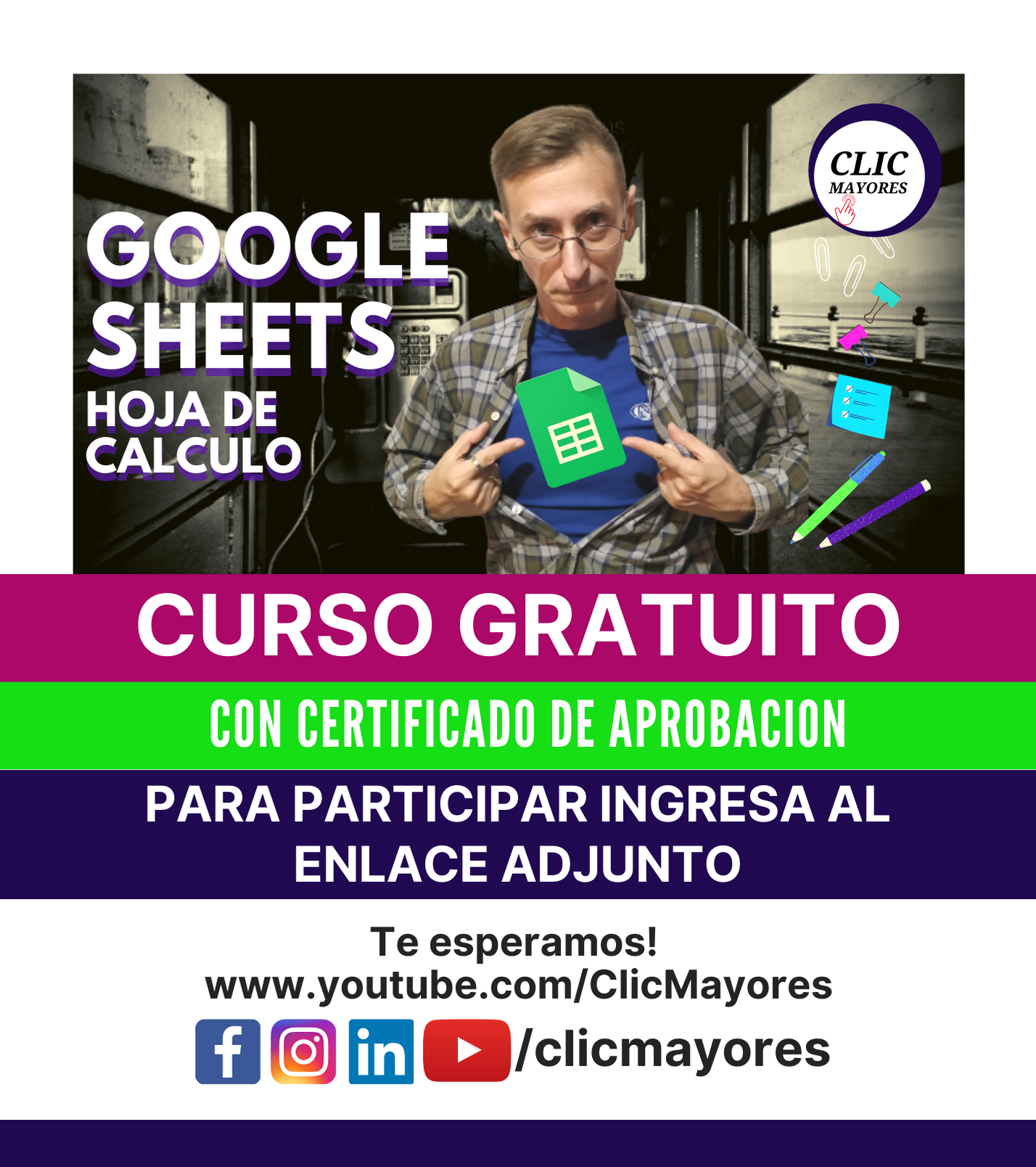 CURSO GRATUITO de GOOGLE SHEETS - ClicMayores